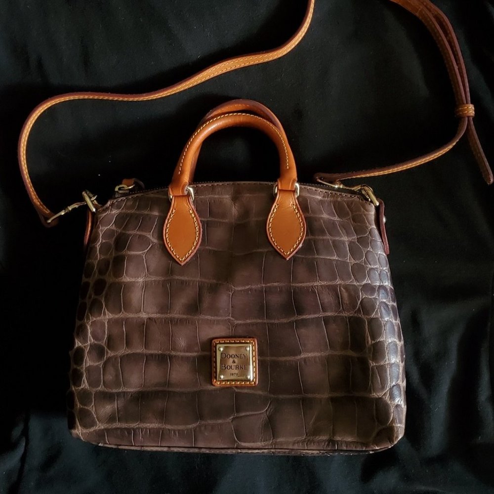Dooney & Bourke Brown Croc-Embossed Crossbody Bag